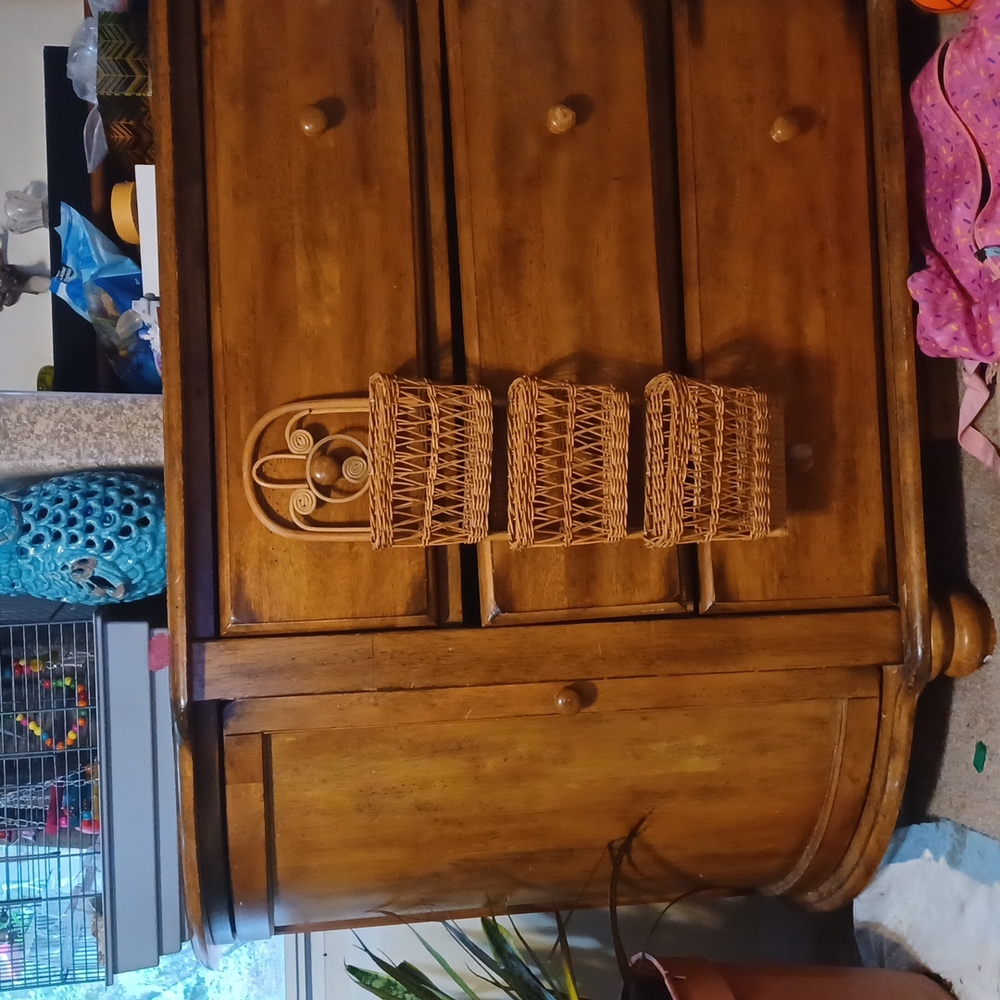 Wicker mail holder in great shape looking for a new home